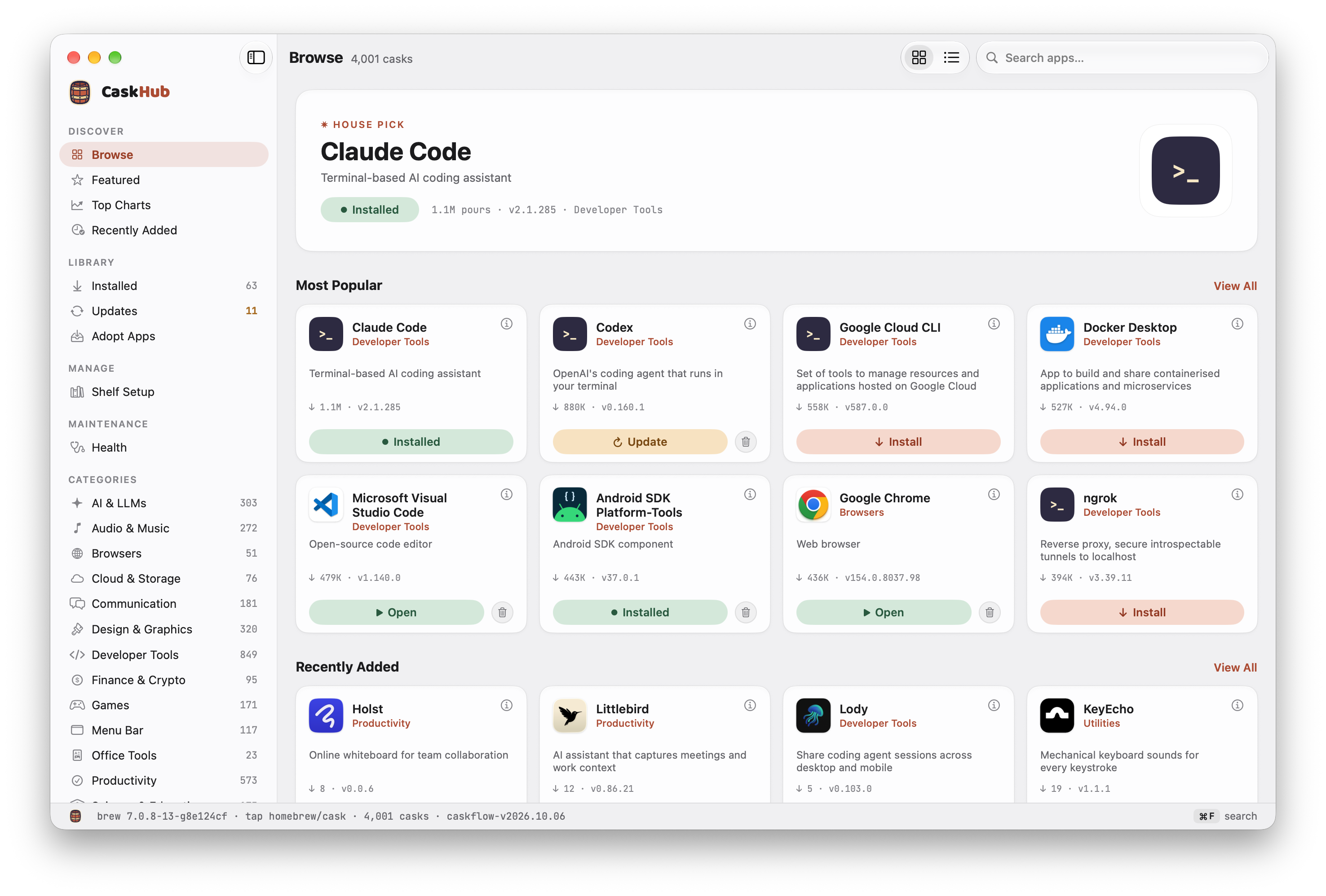 CaskHub Standard design in light mode
