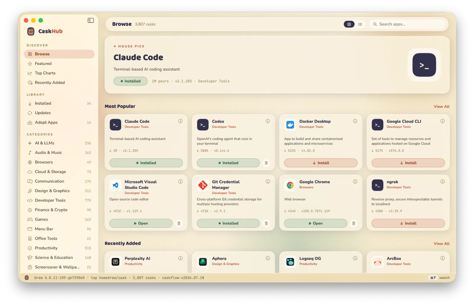 CaskHub in light mode
